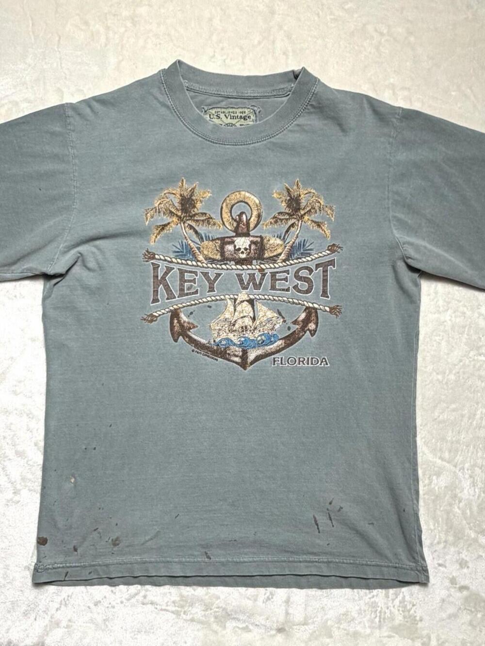 Key West Florida Vintage Graphic Tee Small U.S. Vintage Distressed Seafoam Blue